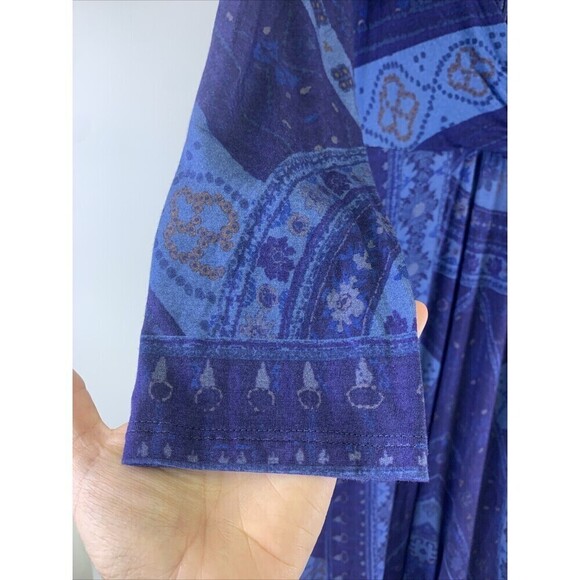 Soft Surroundings Sitarra Dress Aria Blue Long Sleeve Midi Stretch Womens Small - Picture 3 of 12